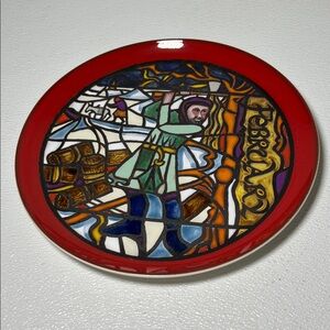 Vtg 70's Poole Pottery Medieval Calendar Series/Plate for the Month of February